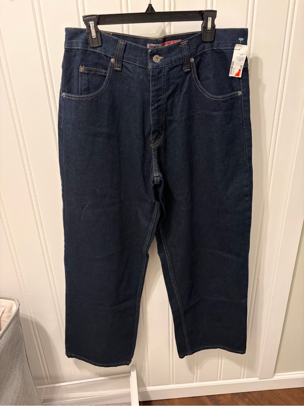 Vintage 90s/Y2K Anchor Blue BEYOND BAGGY Jeans 33x30 Dark Wash Skater Deadstock